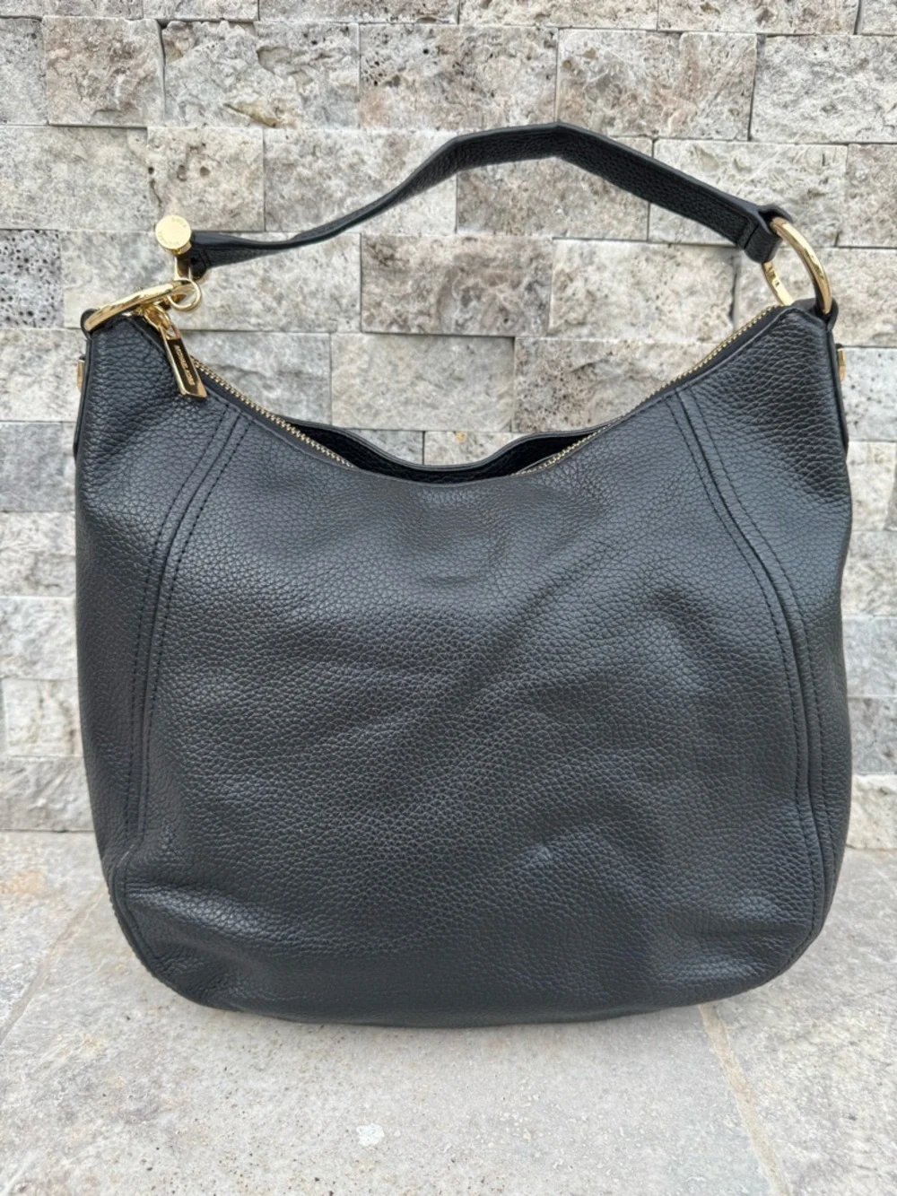Michael Kors Black Pebbled Leather Hobo Bag with Gold Hardware - Picture 10 of 14